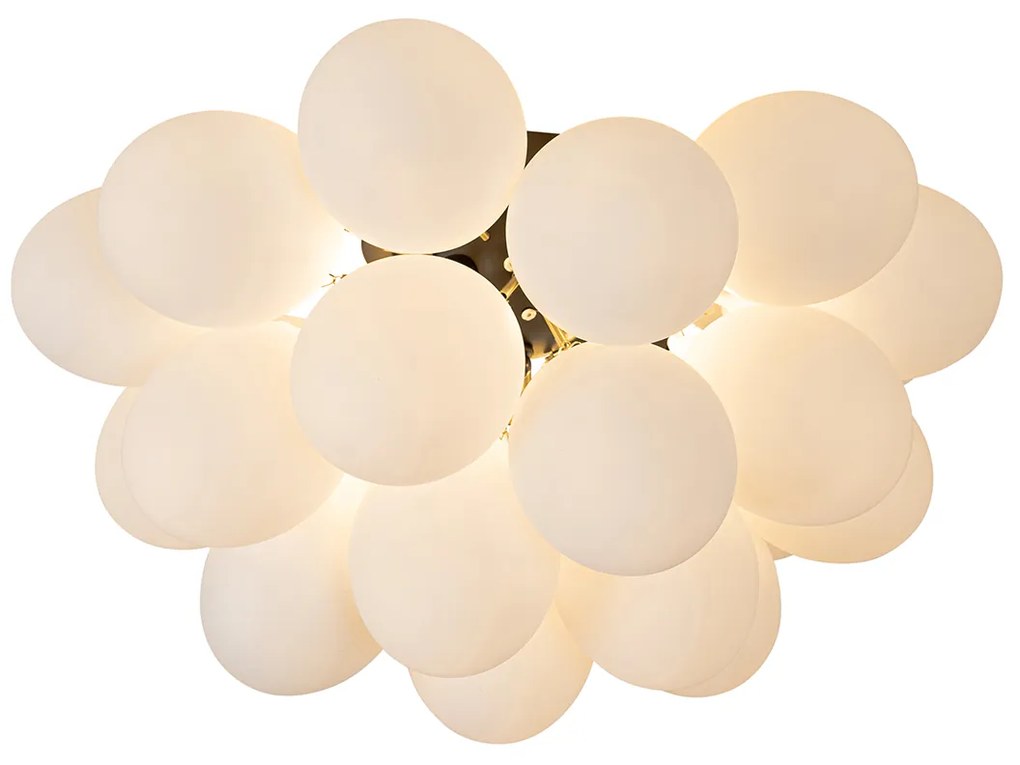 Plafoniera Art Déco nera con vetro opale 6 luci - Uvas