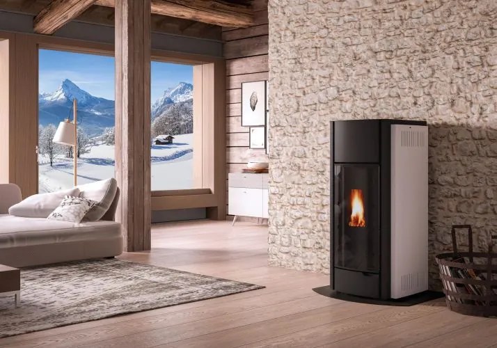 Palazzetti Julie 9 Stufa ermetica A Pellet ecofire ad aria Con Rivestimento in acciaio Bianco