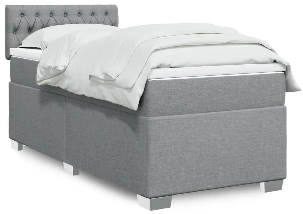 Giroletto A Molle Con Materasso Grigio Chiaro100x200 Cm Tessuto /
