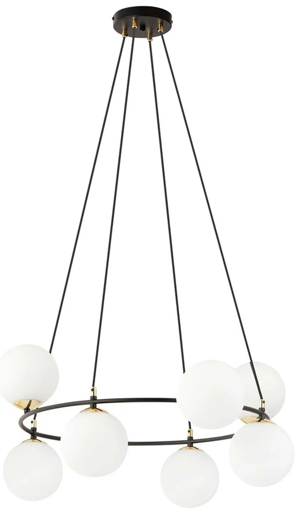 Lampadario Minimal Tiamat Acciaio Nero Oro 7 Luci E14 Ip20