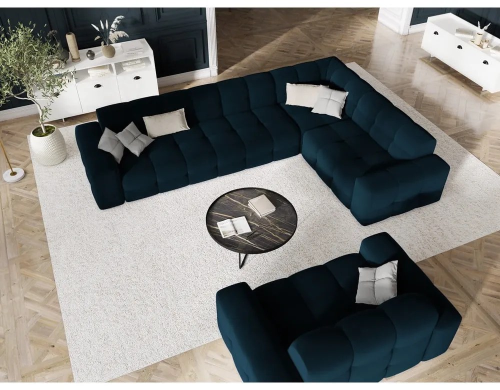 Divano angolare in velluto blu scuro (angolo destro) Kendal - Micadoni Home