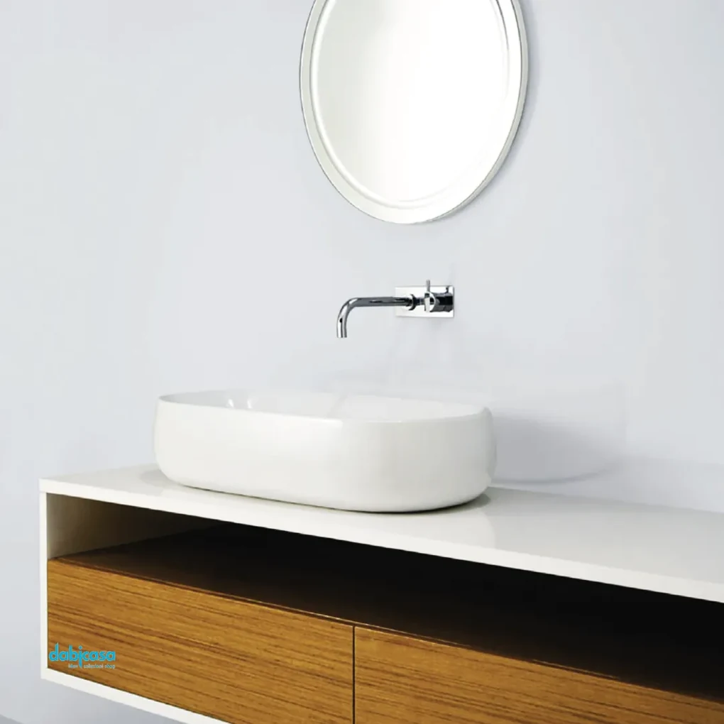 Lavabo sospeso in resina 100 cm bianco lucido, Lodi