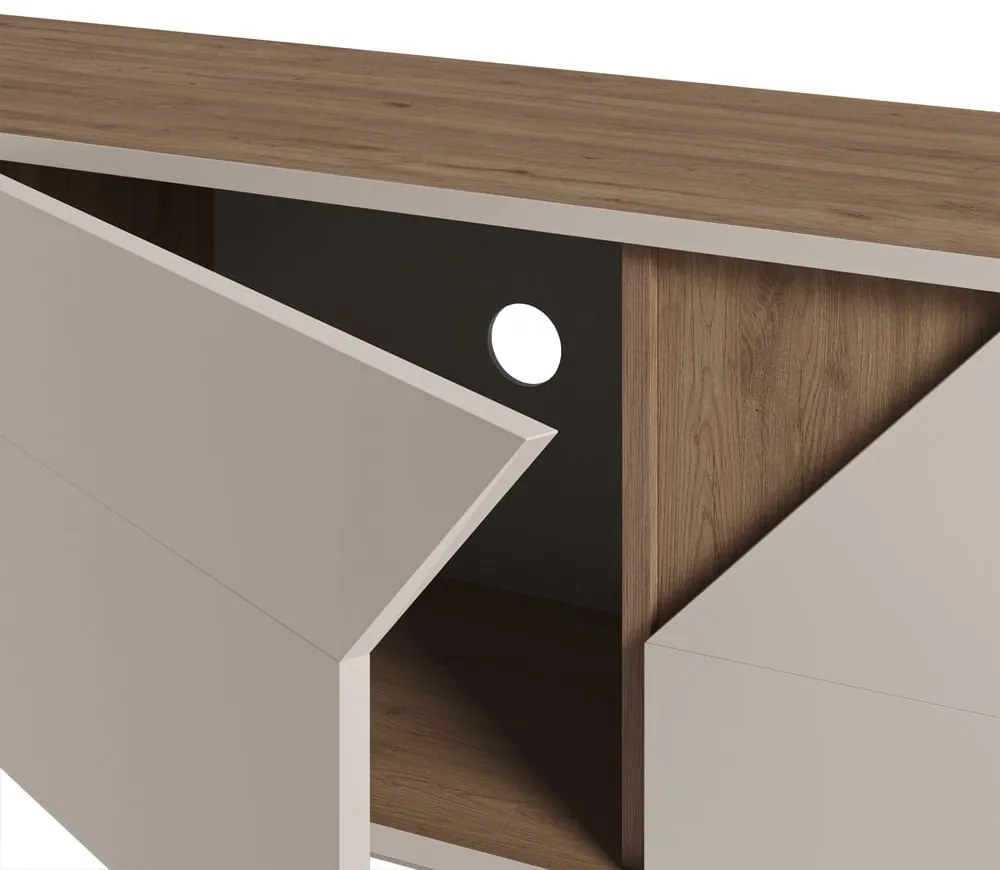 Cassettiera effetto rovere in colore crema-naturale 150x55x35 cm Lilou - Marckeric