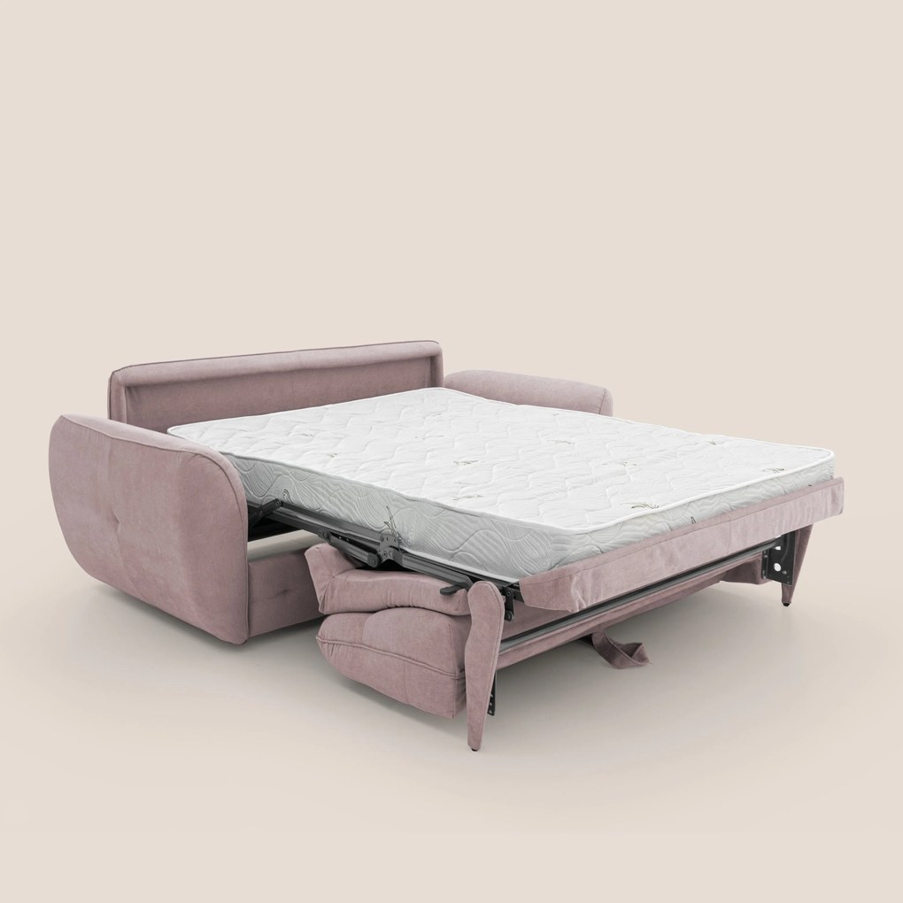 Zeus Divano letto scandinavo con schienale alto in tessuto impermeabile T02 rosa