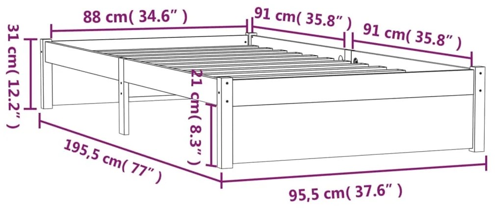 Giroletto Miele in Legno Massello 90x190 cm Single