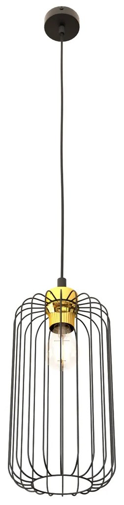 Sospensione Minimal Industrial Vander 1 Luce Nera E Oro