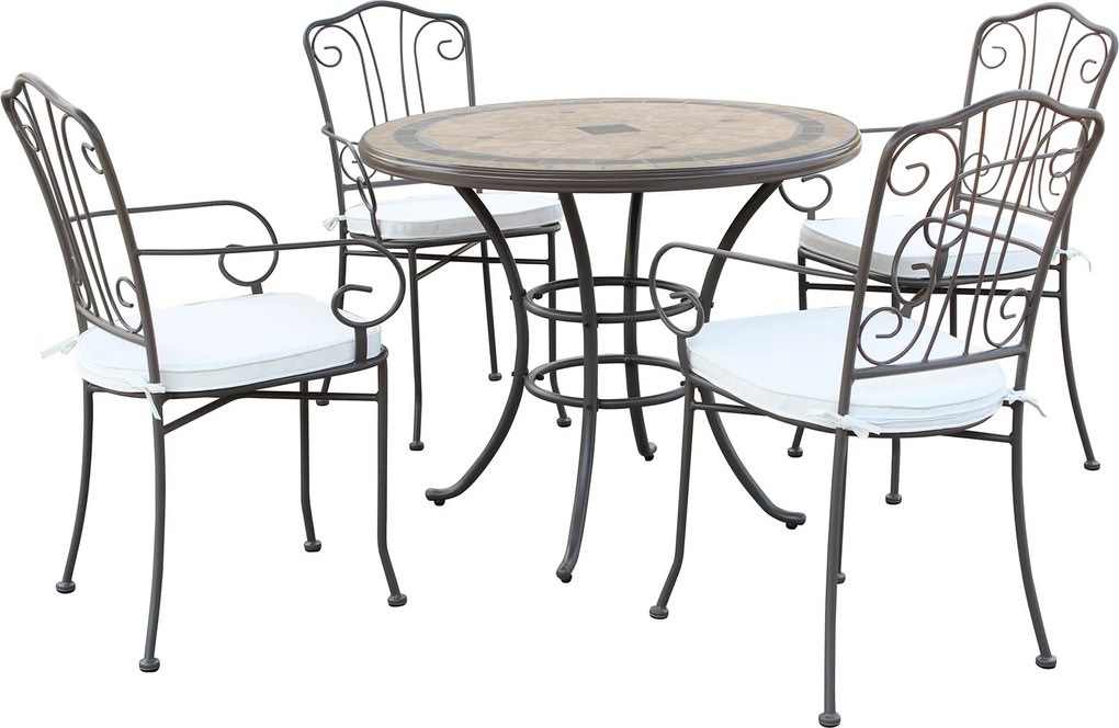 VENTUS - set tavolo in Ø 90 x 74 h con 4 poltrone Ventus