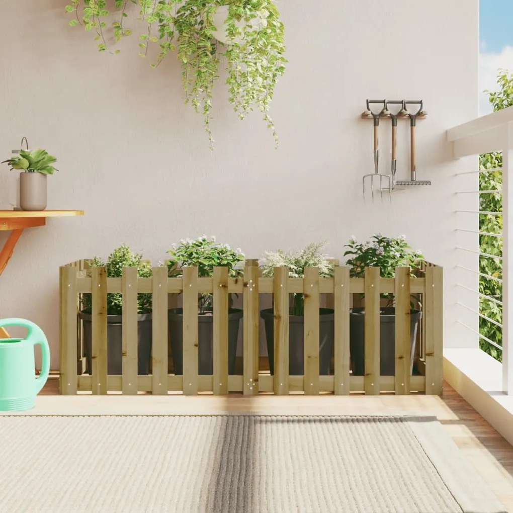 Fioriera Da Giardino Recinzione 150x50x50cm İn Pino Impregnato /