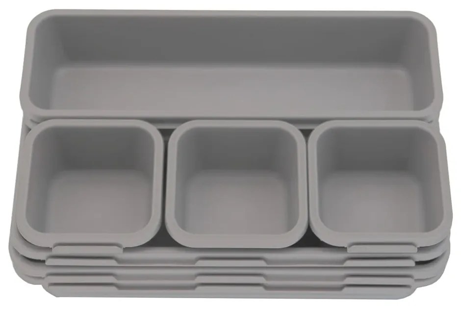 Set di 8 organizzatori per cassetti in plastica grigi - Addis