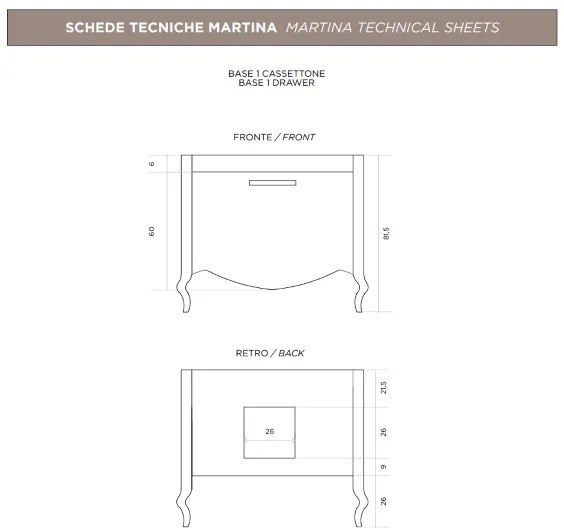 Mobile bagno classico MARTINA 90 cm - Bianco Opaco - Cassettone - Lavabo e specchio