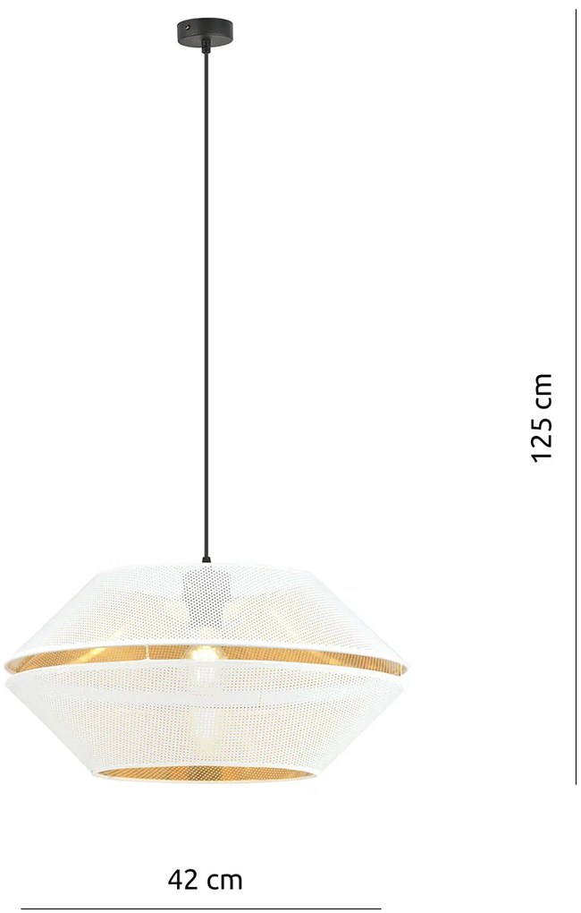 Sospensione Contemporanea 1 Luce Enea In Metallo Bianco E Oro