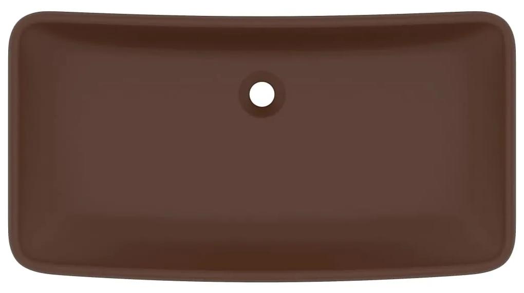 Lavabo Lusso Rettangolare Marrone Scuro Opaco 71x38 cm Ceramica