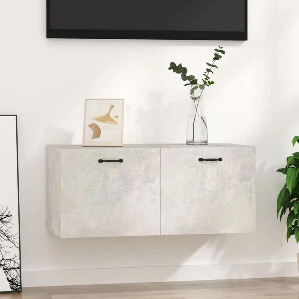 Mobile A Parete Grigio Cemento 80x36,5x35 Cm Legno Multistrato /