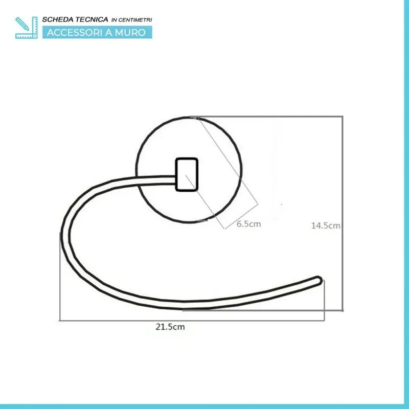 Set accessori a muro 6 pezzi in acciaio cromato e viti incluse Bora