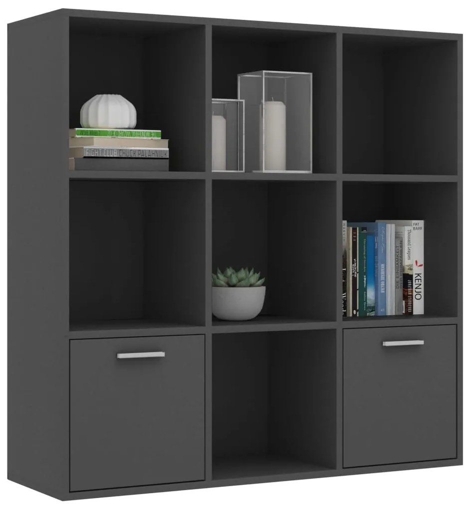 Libreria Grigia 98x30x98 cm in Legno Multistrato