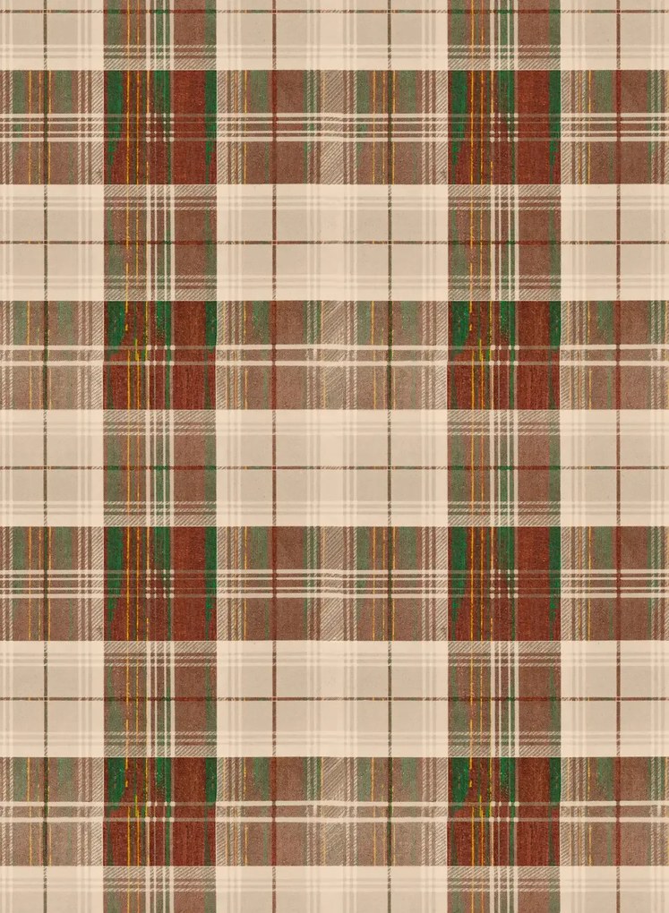 Mindthegap Carta da parati Countryside Plaid - Leather/ Green/ Yellow