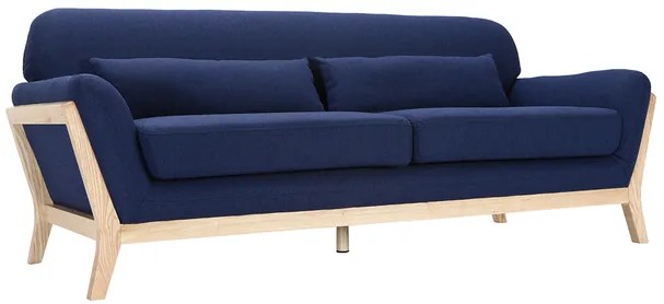 Divano scandinavo 3 posti blu marino piedi legno YOKO