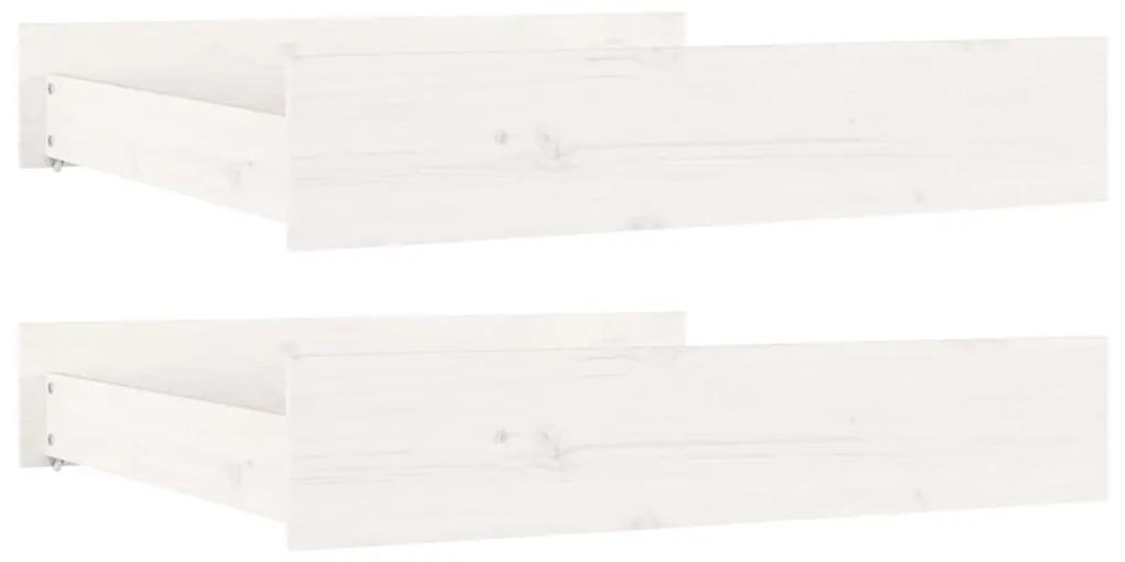 Cassettoni da letto 2 pz bianchi in legno massello di pino