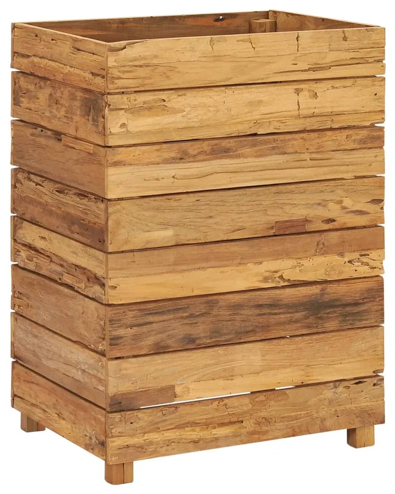 Fioriera 50x40x72 cm in Legno Massello di Teak e Acciaio