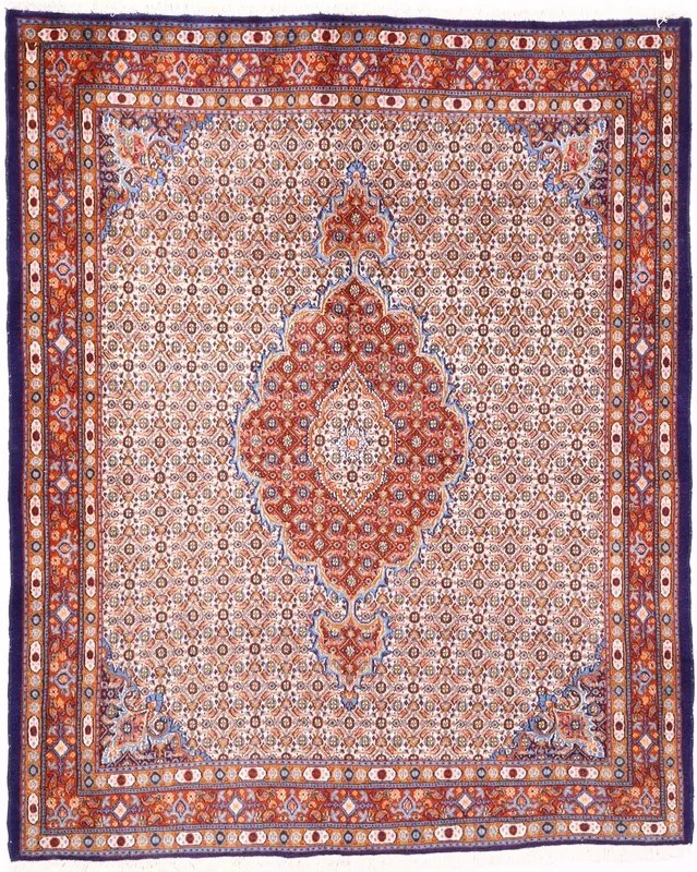 Moud Tappeto 160x200 Beige (Iran) Annodato A Mano