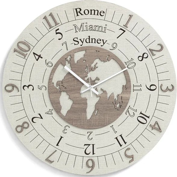 Orologio rotondo moderno TIME ZONE in legno laminato D30cm TRS