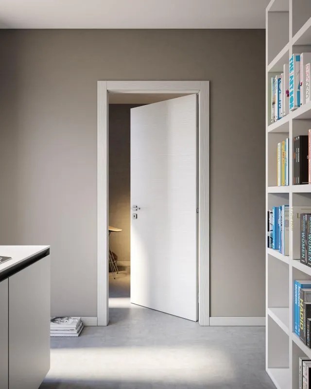 Porta interna a battente Modena in legno di abete colore bianco matrix, L 60 x H 210 cm, apertura reversibile