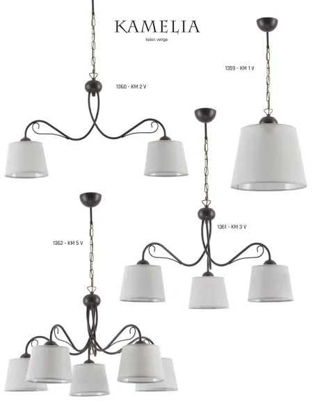Jupiter 1361 - KM 3 V - Lampadario a sospensione con catena KAMELIA 3xE27/60W/230V