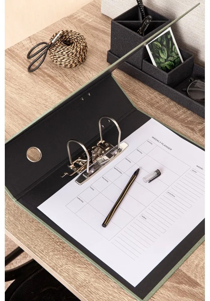 Organizer verde in cartone per documenti Archie Canvas Paper Laminate – Bigso