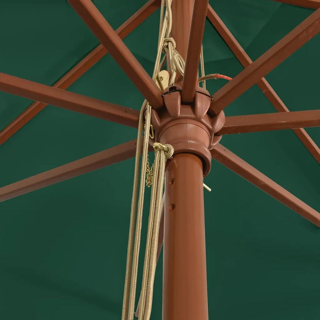 Ombrellone da Giardino con Palo in Legno Verde 400x273 cm