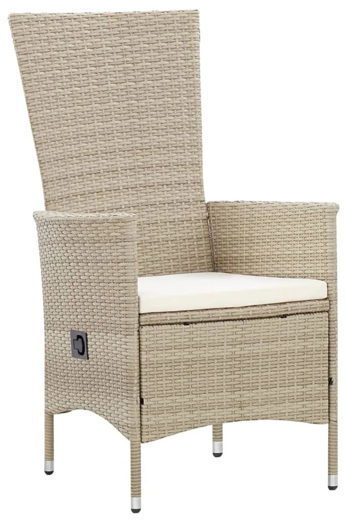 Set da pranzo da giardino 9 pz con cuscini in polyrattan beige