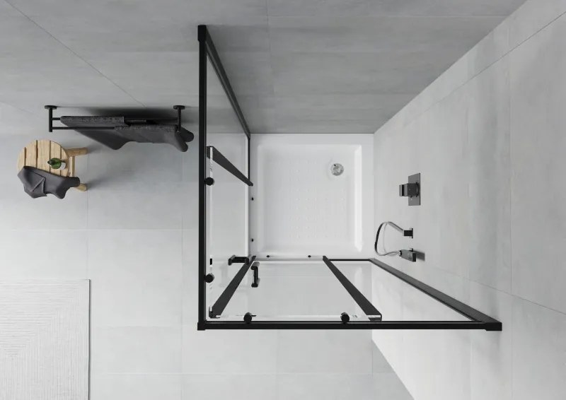 Mexen Rio cabina doccia quadrata 70 x 70 cm, trasparente, nero + piatto doccia Rio, bianco - 860-070-070-70-00-4510