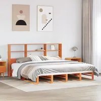 Letto Libreria senza Materasso Marrone Cera 200x200 cm Legno 3323934