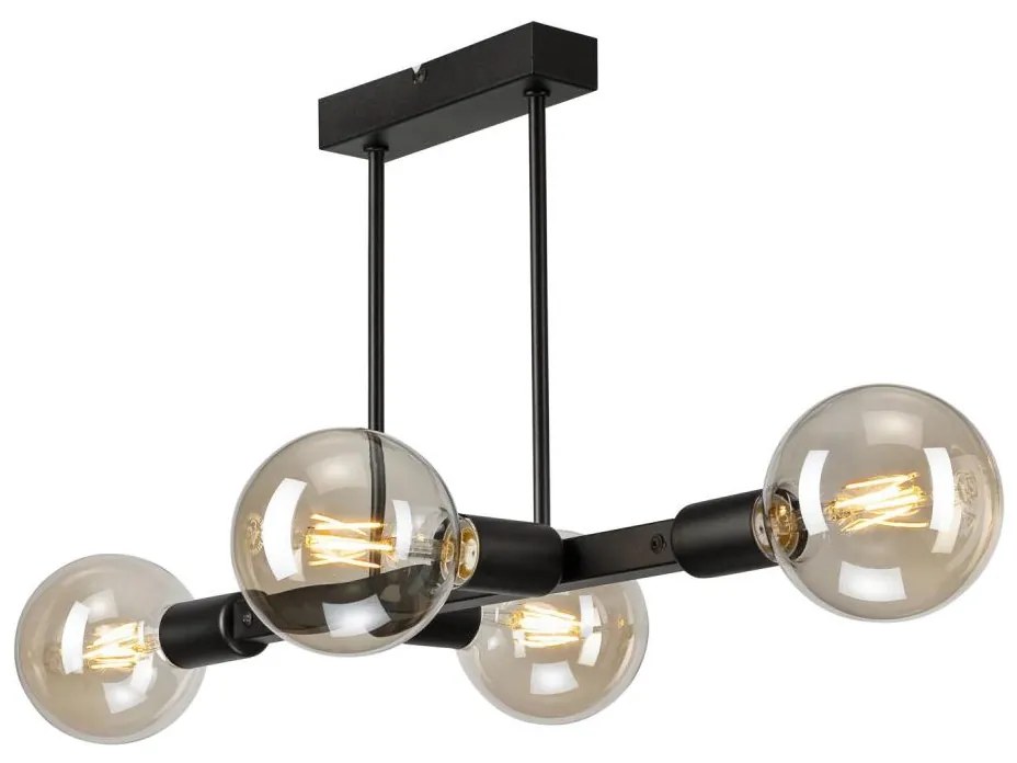 Lampadario a sospensione con supporto rigido ASTRID 4xE27/60W/230V nero