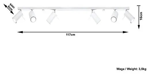 Plafoniera da soffitto in Acciaio 6xGU10 RING 6L Bianca da interno Colore del corpo Bianco