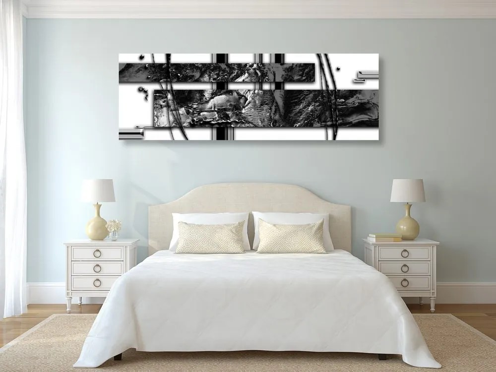 Quadro su tela – Astrazione di lusso in bianco e nero