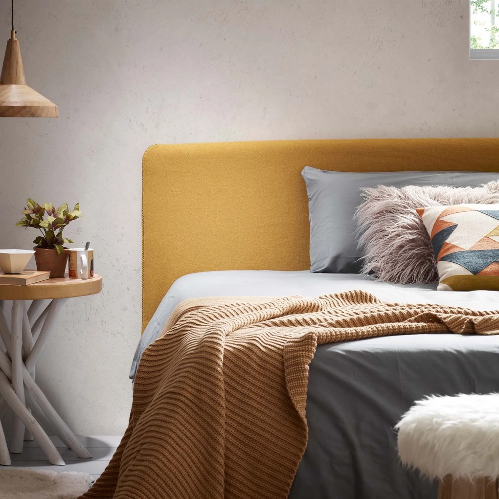 Kave Home - Testiera sfoderabile Dyla senape per letto da 160 cm