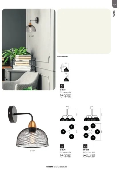 Redo 01-1573 - Lampadario a sospensione con cavo TAMIS 3xE27/42W/230V Ø 59 cm, nero