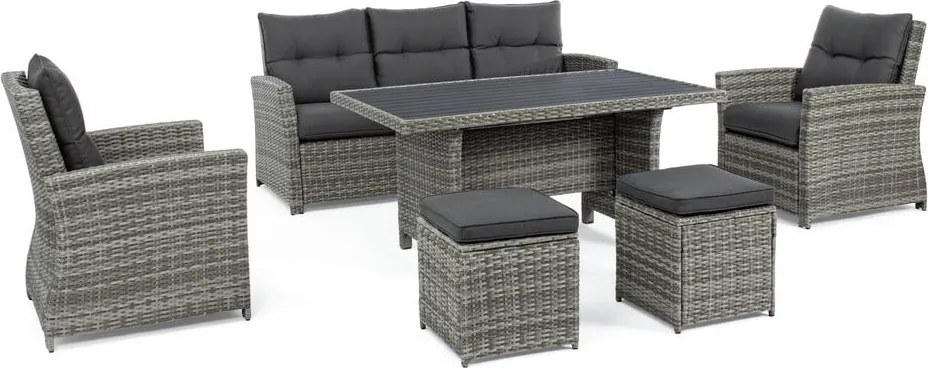 Set di mobili da giardino grigio in rattan artificiale per 6 persone Ariel – Bizzotto