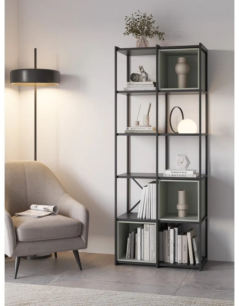 Libreria verde-nera 71x179 cm Anya - Marckeric