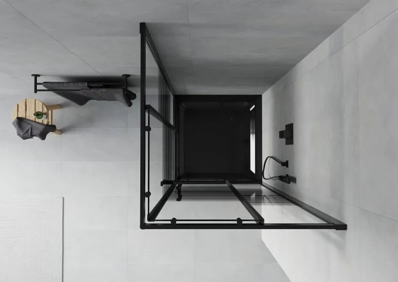 Mexen Rio cabina doccia quadrata 80 x 80 cm, strisce nere, nera + piatto Flat, nero - 860-080-080-70-20-4070B