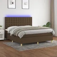 Letto a Molle Materasso e LED MarroneScuro 180x200cm in Tessuto 3135776