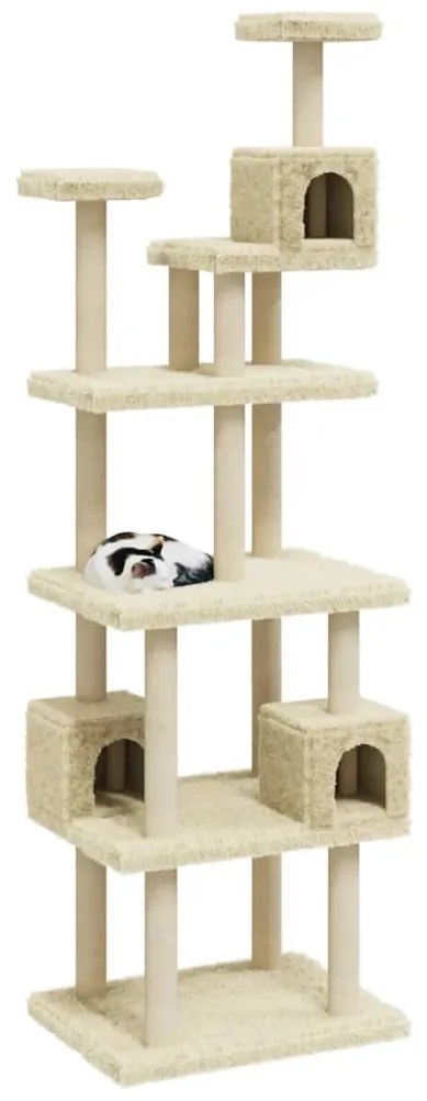 Albero per gatti con tiragraffi in sisal crema 188 cm