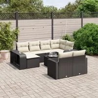 Set Divani da Giardino 11 pz con Cuscini in Polyrattan Nero 3228906