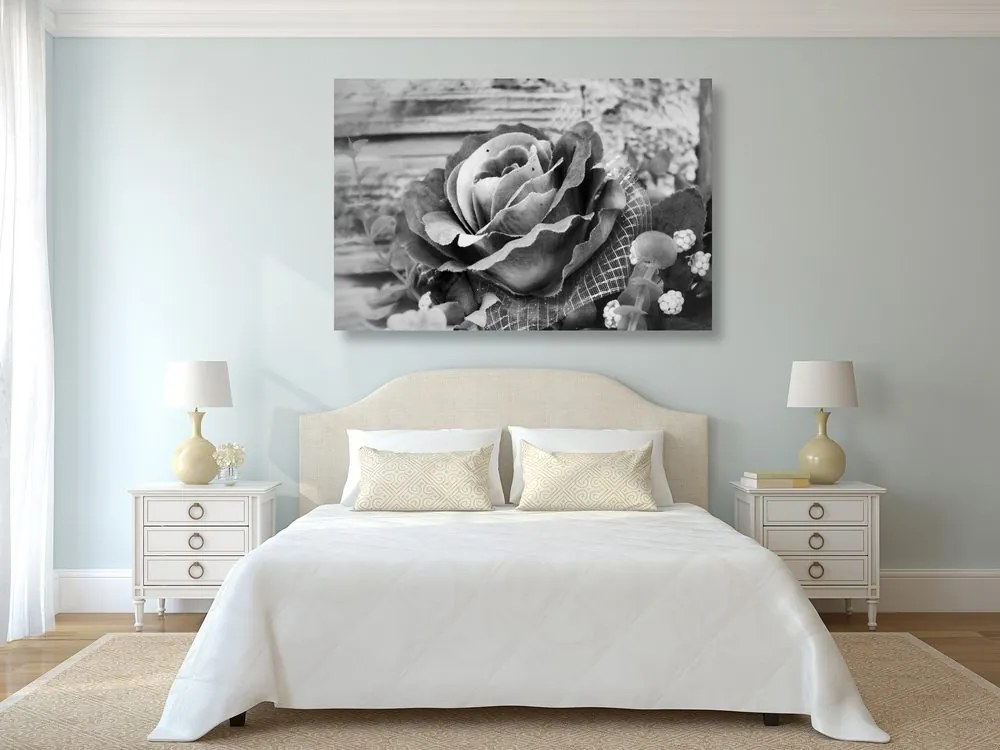 Quadro su tela – Rose vintage in bianco e nero