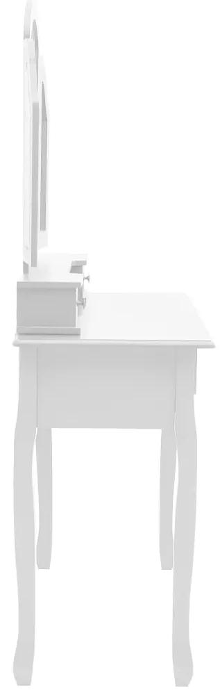 Tavolo da trucco e sgabello bianco 100x40x146cm legno paulownia