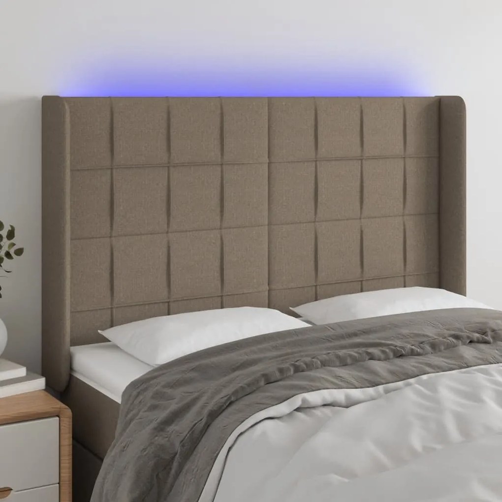Testiera A Led Tortora 147x16x118/128 Cm İn Tessuto /