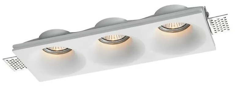Portafaretto 3xGU10 e MR16 Rettangolare in Gesso Pitturabile 280x100mm