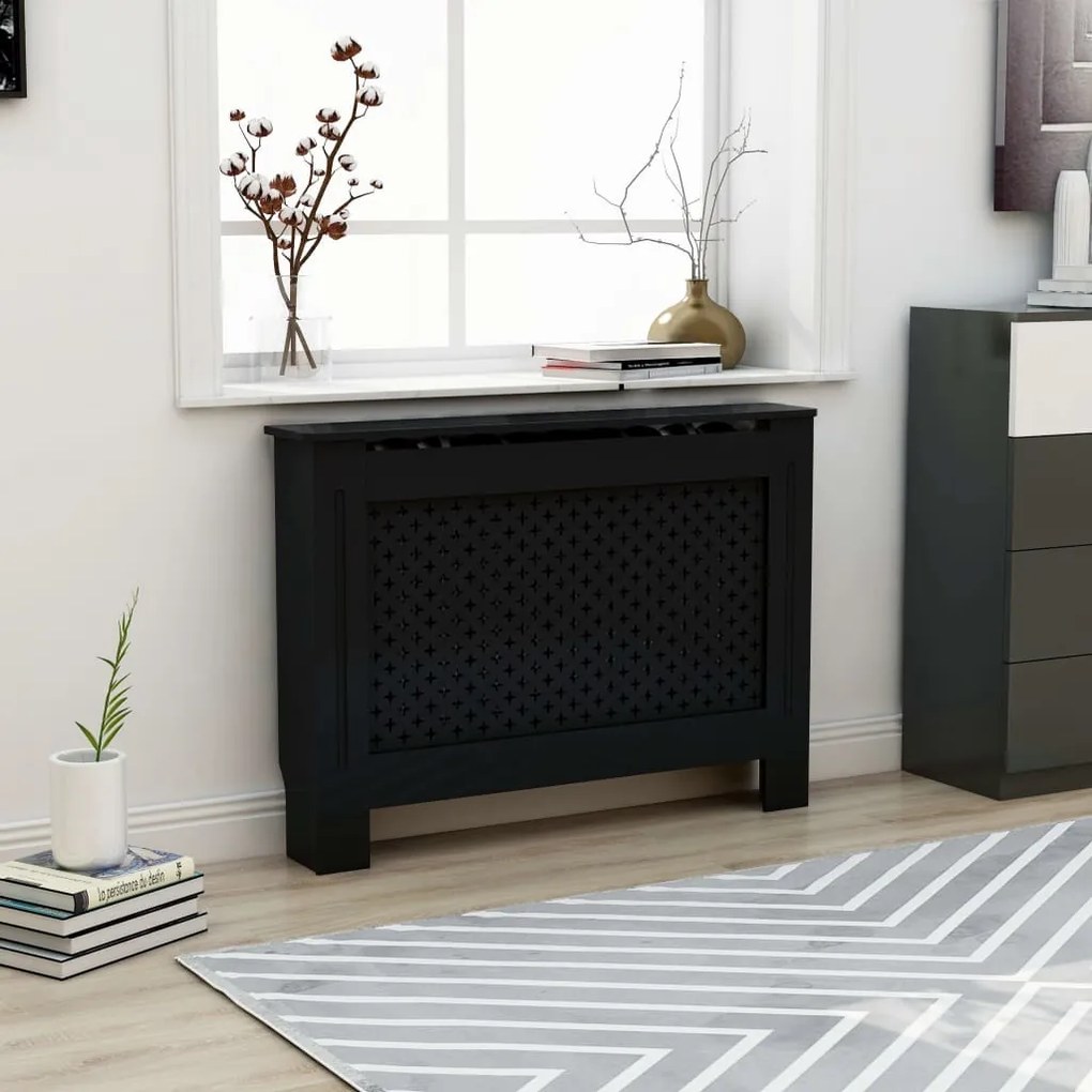 Copertura Per Radiatore Nera 112x19x81,5 Cm İn Mdf /
