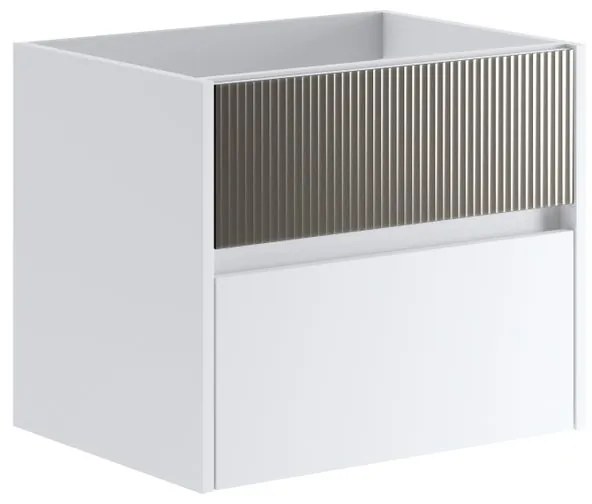 Mobile da bagno sotto lavabo Niwa bianco frontale in vetro grigio carbone laccato opaco L 59.5 x H 50 x P 45.5 cm 2 cassetti, lavabo non incluso