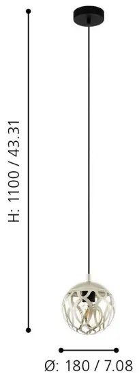 Eglo 99071 - Lampadario a sospensione con filo MIRTAZZA 1xE27/60W/230V